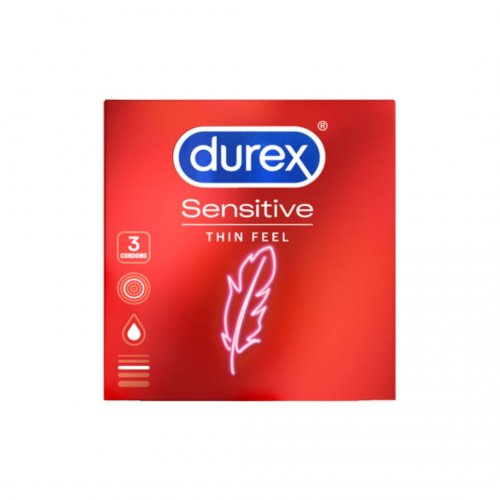 Durex Προφυλακτικά Πολύ Λεπτά Sensitive Thin Feel, 3 τεμάχια